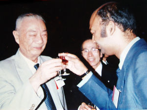 With Dr.Lu Zhi-Jin, President, All China Society of Acupuncture and Moxibustion after Dr. Singh's research presentation on "Scleroderma" and "Bhupendra Theory of Waste-end Products", Beijing, China 1984